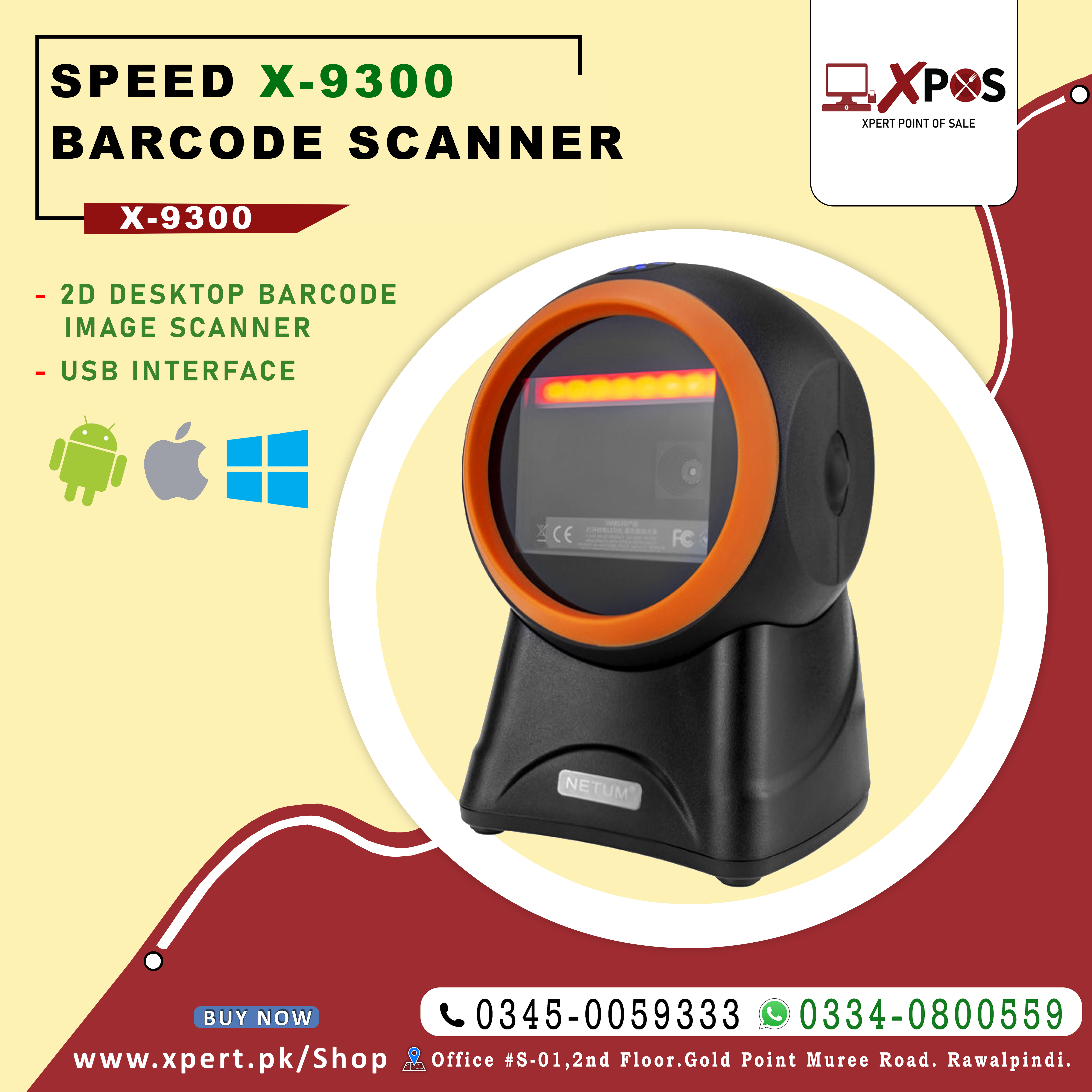 SPEED-X 9300 2D Desktop Barcode Image Scanner